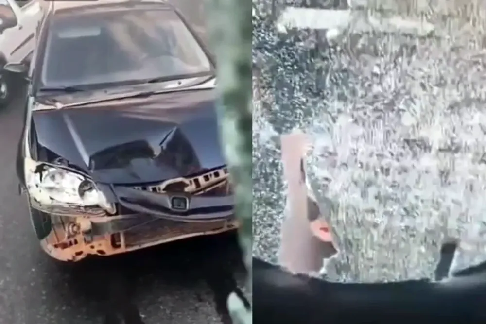 Homem quebra van da saúde de Hidrolândia com ferramenta após acidente em Goiânia