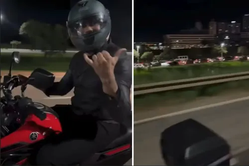 Após show em Goiânia, Henrique e Juliano vão embora de moto para fugir de congestionamento gigante